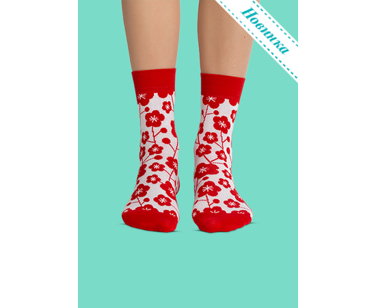 Носки Красные цветы на белом