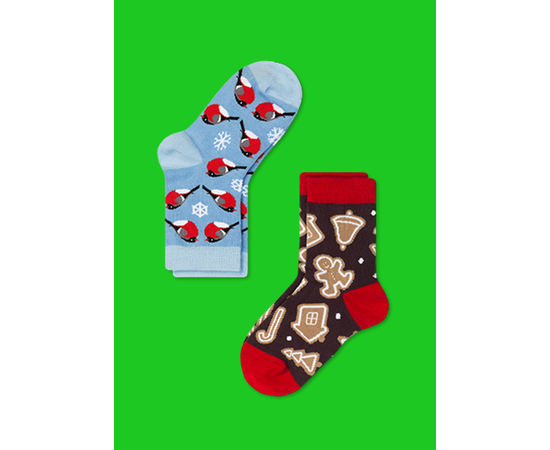 Носки детские (2 пары) Снегири и сладкий пряник